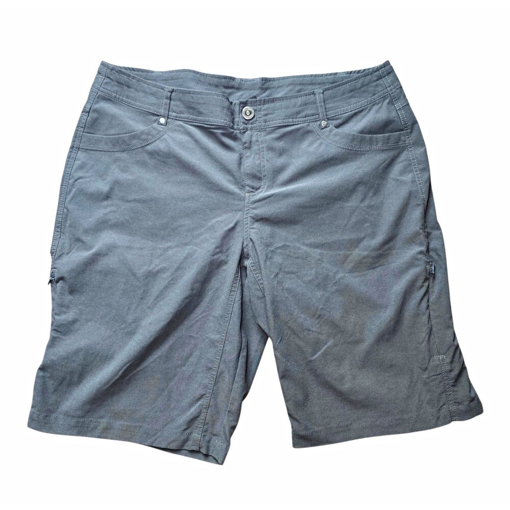 KUHL Splash 11 Hiking Shorts Grey Womens 14 Flat Front Cargo Pockets Lightweight